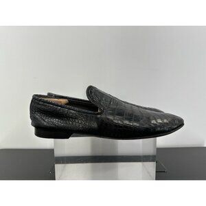 Jo Ghost Black Lizard Print Leather Round Toe Slip On Loafers Men’s Size 44